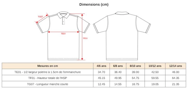 Polo Collégien manches courtes gris à  l’unité du 10 ans au XXL